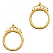 Metall Anhänger TQ Ring 18mm mit Krone Gold (nickelfrei)