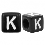Buchstaben Perlen aus Acryl K Schwarz