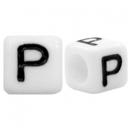 Buchstaben Perlen aus Acryl P Weiss