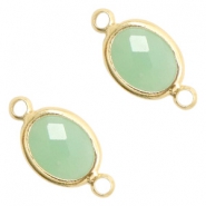 Kristallglas Zwischenstücke oval 10x9mm Crysolite green opal-gold