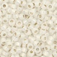 Miyuki Rocailles 8/0 Gilt lined opal white 8-551