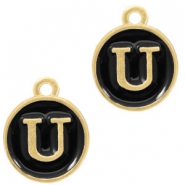 Basic quality Metall Anhänger Buchstaben U Gold-schwarz
