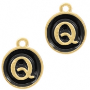 Basic quality Metall Anhänger Buchstaben Q Gold(etwas mehr rosa)-schwarz