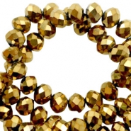Top Glas Facett Perlen 3x2mm Rondellen Gold metallic