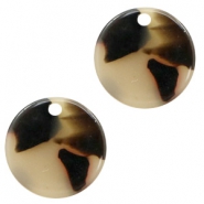Resin Anhänger rund 12mm Creme-black