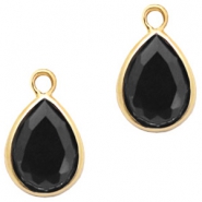Anhänger Kristallglas tropfenform 11x7mm Jet black-gold