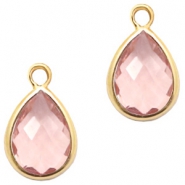 Anhänger Kristallglas tropfenform 11x7mm Vintage pink crystal-gold