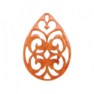 Resin Anhänger Tropfen Barock 38x27mm Flame orange