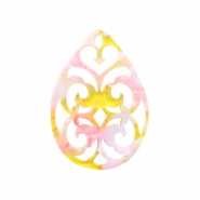 Resin Anhänger Tropfen Barock Pink-yellow