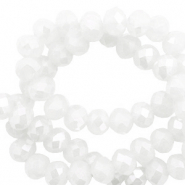 Top Glas Facett Perlen 4x3 mm rondellen White-pearl shine coating