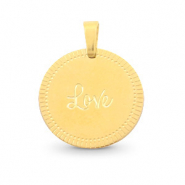 Stainless Steel - Rostfrei Stahl Anhänger 15mm "love" Mix&Match Gold