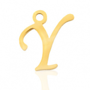 Stainless Steel - Rostfrei Stahl Anhänger Initial Y Gold