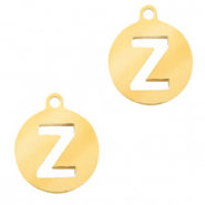 Stainless Steel - Rostfrei Stahl Anhänger 10mm Initial coin Z Gold