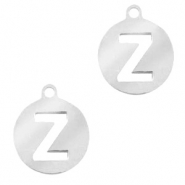 Stainless Steel - Rostfrei Stahl Anhänger 10mm Initial coin Z Silber