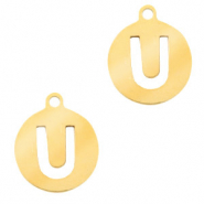 Stainless Steel - Rostfrei Stahl Anhänger 10mm Initial coin U Gold