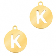 Stainless Steel - Rostfreiem Stahl Anhänger rund 10mm Initial coin K Gold