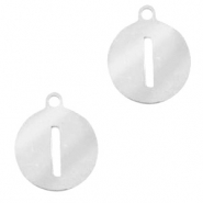 Stainless Steel - Rostfreiem Stahl Anhänger rund 10mm Initial coin I Silber