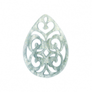 Resin Anhänger Tropfen Barock 38x27mm Ash grey-green