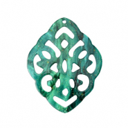Resin Anhänger Rhombus Barock Ocean green