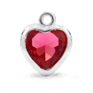Anhänger Kristallglas Herz Indian pink-silver