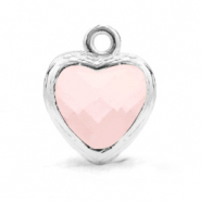 Anhänger Kristallglas Herz Rose alabaster-silver