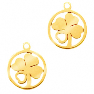 Stainless Steel - Rostfreiem Stahl Anhänger Glücksklee Gold
