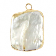 BQ Süsswasserperlen Anhänger asymmetric Gold-Natural white