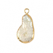 Süsswasserperlen Anhänger asymmetric Drop Gold-Natural white