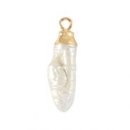 BQ Süsswasserperlen Anhänger Tooth Gold-Natural white
