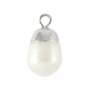 BQ Süsswasserperlen Anhänger round Silver-natural white