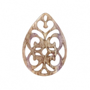 Resin Anhänger Tropfen Barock 38x27mm Sugar almond taupe