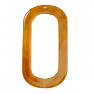 Resin Anhänger lang oval 56x30mm Golden brown
