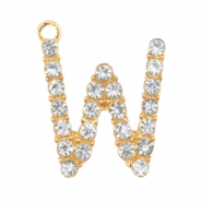 Basic Quality Metall Anhänger Strass Initiale W Gold
