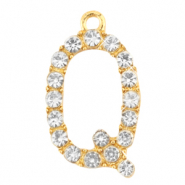 Basic Quality Metall Anhänger Strass Initiale Q Gold