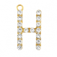 Basic Quality Metall Anhänger Strass Initiale H Gold