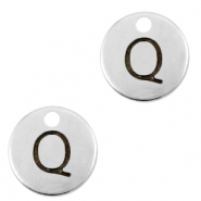 Metall Anhänger DQ Initiale Q Antik silber (Nickelfrei)
