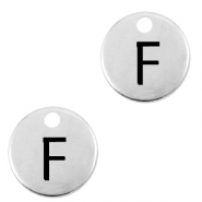 Metall Anhänger DQ Initiale F Antik silber (Nickelfrei)