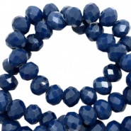 Top Glas Facett Perlen 4x3 mm rondellen Ensign blue-pearl shine coating