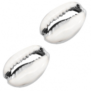 Muschel Perlen Specials Kauri Half white-silver