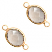 Kristallglas Zwischenstücke oval 16x9mm Black diamond crystal-gold