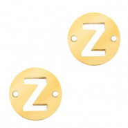 Stainless Steel - Rostfreiem Stahl Anhänger Zwischenstück rund 10mm Initial coin Z Gold