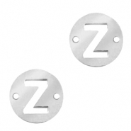Stainless Steel - Rostfreiem Stahl Anhänger Zwischenstück rund 10mm Initial coin Z Silber