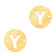 Stainless Steel - Rostfreiem Stahl Anhänger Zwischenstück rund 10mm Initial coin Y Gold