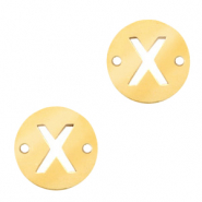 Stainless Steel - Rostfreiem Stahl Anhänger Zwischenstück rund 10mm Initial coin X Gold