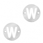 Stainless Steel - Rostfreiem Stahl Anhänger Zwischenstück rund 10mm Initial coin W Silber