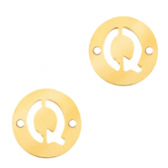Stainless Steel - Rostfreiem Stahl Anhänger Zwischenstück rund 10mm Initial coin Q Gold