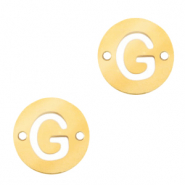 Stainless Steel - Rostfrei Stahl Anhänger Zwischenstück 10mm Initial coin G Gold