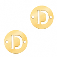 Stainless Steel - Rostfrei Stahl Anhänger Zwischenstück 10mm Initial coin D Gold