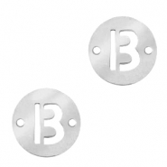 Stainless Steel - Rostfrei Stahl Anhänger Zwischenstück 10mm Initial coin B Silber