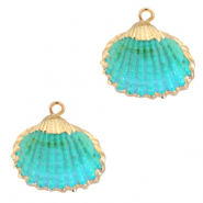 Muschel Anhänger Specials Herzmuschel Gold-Turquoise blue